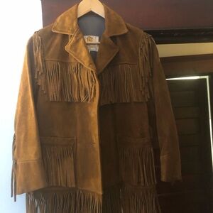 Vintage Genuine iconic fringe suede Leather Jacket -fits like small Sz 8